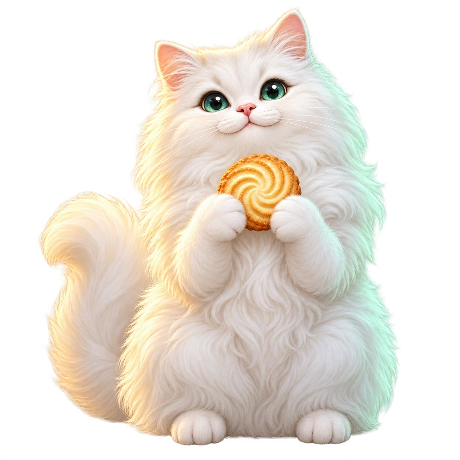 Basya holding a golden biscuit