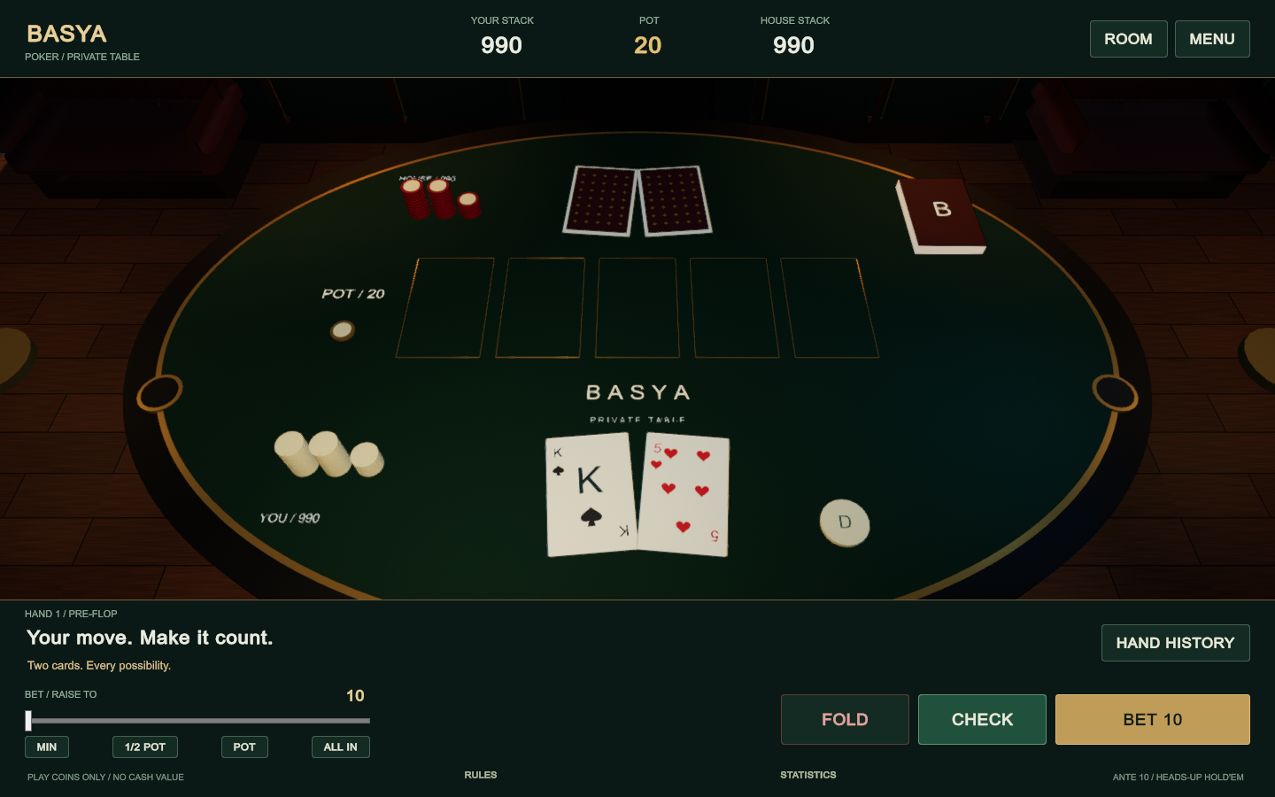 The Basya poker table in its casino lounge